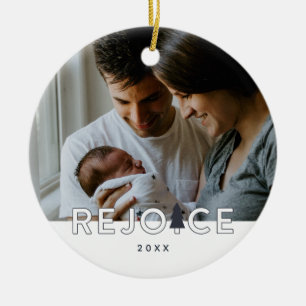 Rejoice Modern Custom Photo Christmas Ceramic Tree Decoration