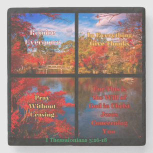 Rejoice, Pray, Give Thanks Stone Coaster