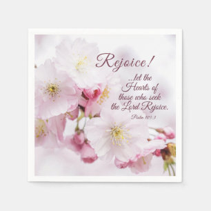 Rejoice Psalm 105:3 Cherry Blossoms Spring Easter  Napkin