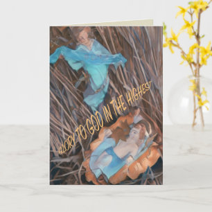 Rejoice Savior is born with angel & baby Jesus Card