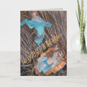Rejoice Saviour is born angel & baby Jesus Xmas Card