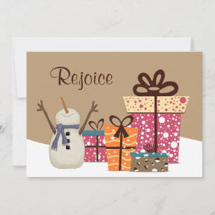 Rejoice ~ Snowman with Gifts Holiday Card