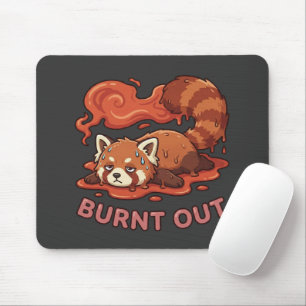 Relatable "Burnt Out" Red Panda – Cute Melted Aest Mouse Pad