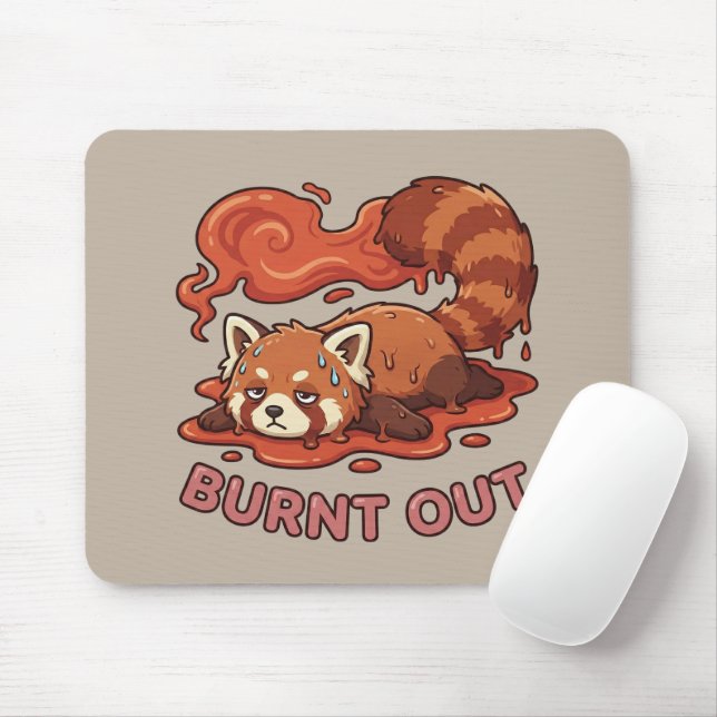 Relatable "Burnt Out" Red Panda – Cute Melted Aest Mouse Pad (With Mouse)