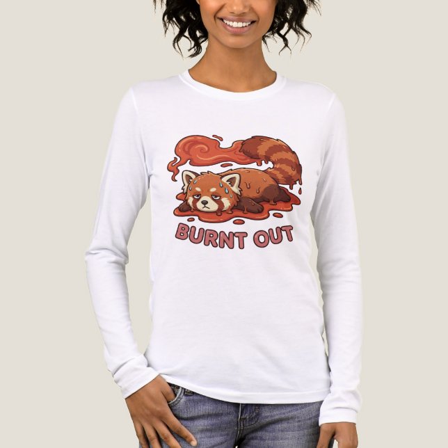 Relatable "Burnt Out" Red Panda – Cute Melted Aest Tri-Blend Shirt (Front)