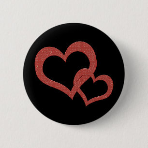 Related red hearts 6 cm round badge