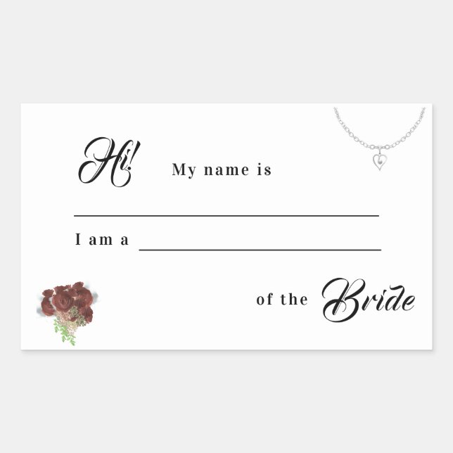 Relation to Bride Wedding Sticker (Front)