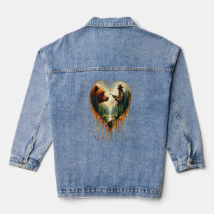 Relationship Between Hunter grizzly Bear and Deer Denim Jacket