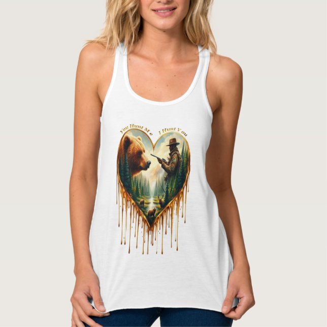 Relationship Between Hunter grizzly Bear and Deer  Singlet (Front)