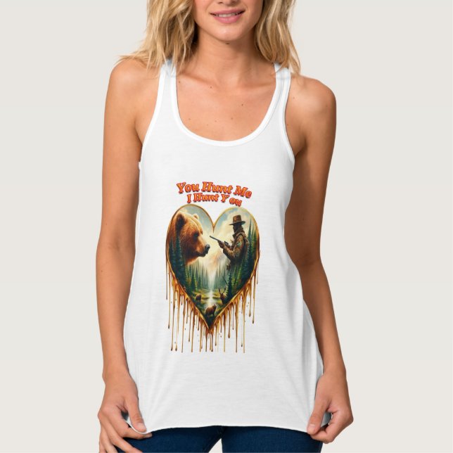 Relationship Between Hunter grizzly Bear and Deer  Singlet (Front)