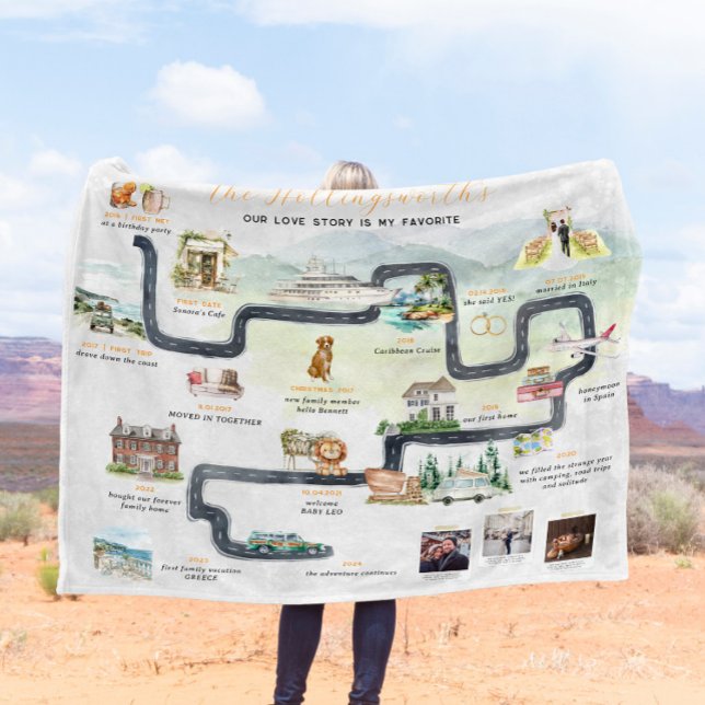 Relationship Story Timeline | Cute Personalised  Fleece Blanket (Creator Uploaded)