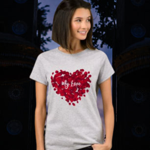 Relationship Valentine's Day Red Rose Heart Shaped T-Shirt