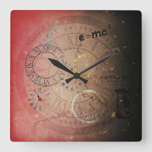 Relativity of time art square wall clock