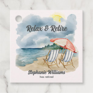 Relax and Retire Tropical Beach Chair Themed Party Favour Tags