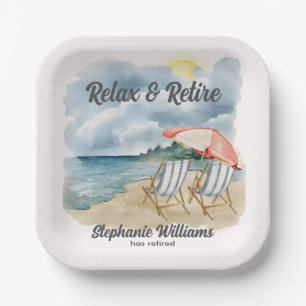 Relax and Retire Tropical Beach Chair Themed Party Paper Plate