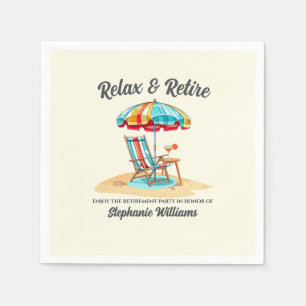 Relax and Retire Tropical Cocktail Beach Chair Napkin
