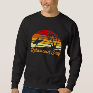 Relax and surf surfer gift sunset retro sun Premiu Sweatshirt