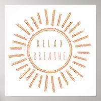 Relax Breathe Motivational Quote Yellow Gold Pink