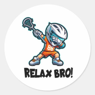 Relax Bro Dabbing Lacrosse Player Funny Lax Graphi Classic Round Sticker