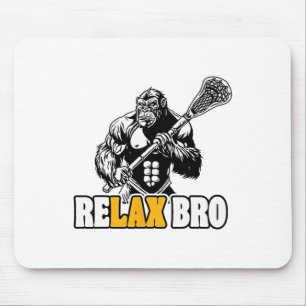 Relax Bro Funny Gorilla Lacrosse Player Animal Lax Mouse Pad