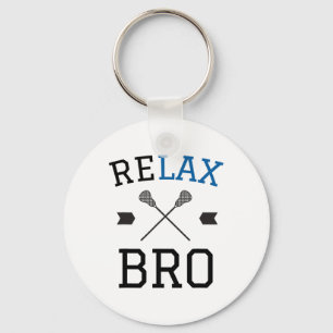 Relax Bro Funny Lax Typography Lacrosse Gift Key Ring