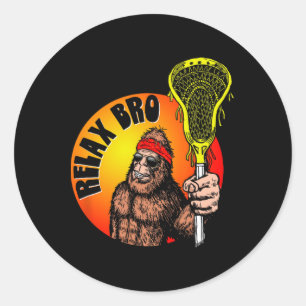 Relax Bro! Funny Sasquatch Lax Bigfoot Lacrosse Vi Classic Round Sticker