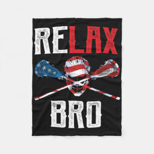 Relax Bro Lacrosse American Flag Lax Lacrosse Play Fleece Blanket