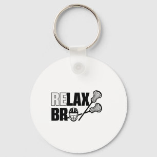 Relax Bro Lacrosse Player Lax Teen Boys Men Key Ring