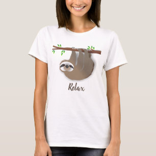 Relax Brown Hanging Sloth on Tree Branch T-Shirt