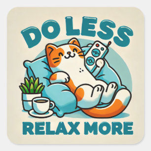 🐱 Relax Cat Gift For Cat Lovers And Cosy Home Fan Square Sticker