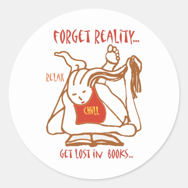 relax, chill, read classic round sticker (Front)