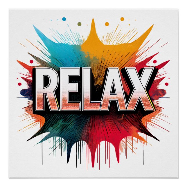 Relax Comic Sound Effect – Bold and Playful Pop Ar Poster (Front)