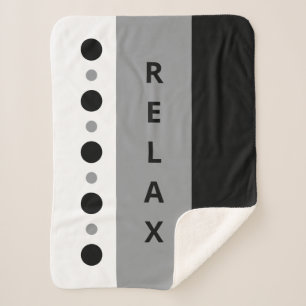Relax dots stripes black grey sherpa blanket