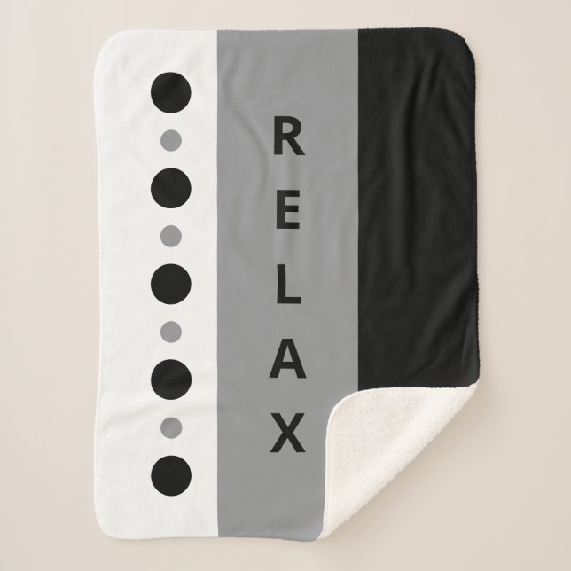 Relax dots stripes black grey sherpa blanket (Front)