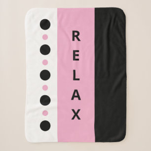 Relax dots stripes black pink sherpa blanket