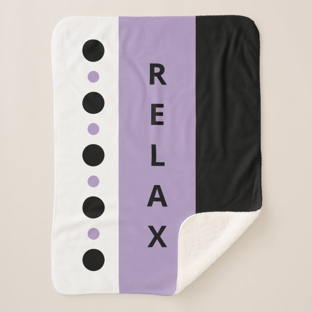 Relax dots stripes black purple sherpa blanket (Front)