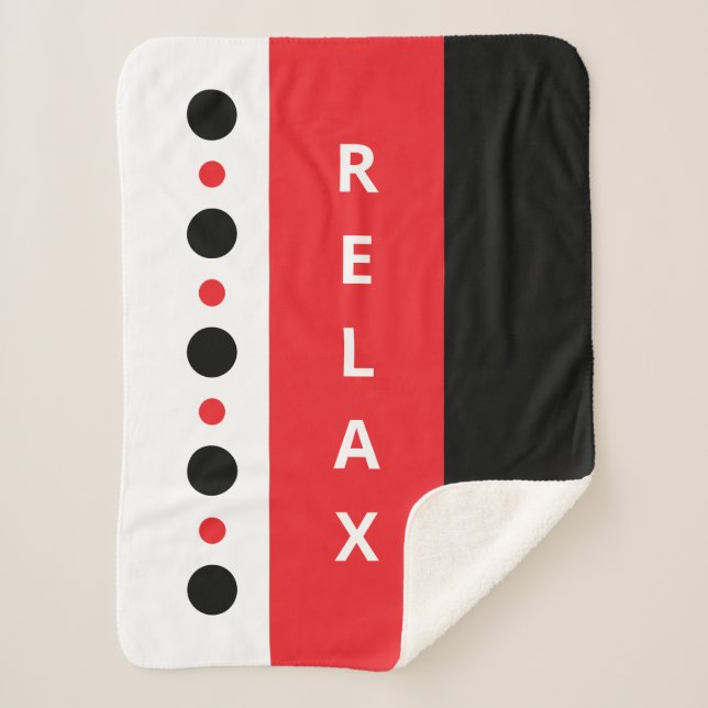 Relax dots stripes black red sherpa blanket (Front)