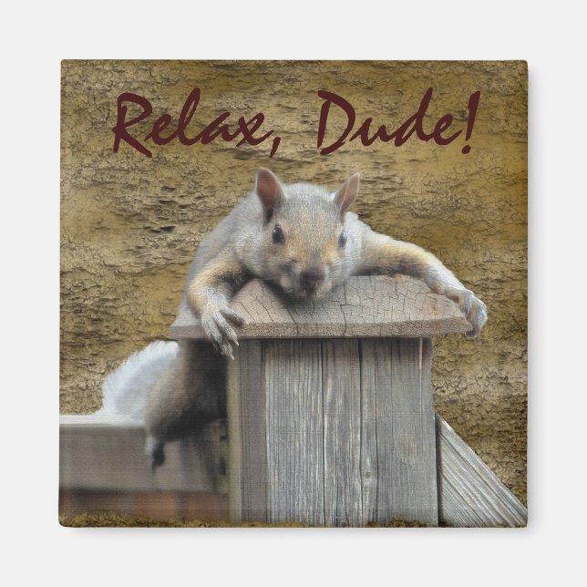 RELAX, DUDE! Squirrel Relaxing Critter Fun Magnet (Front)