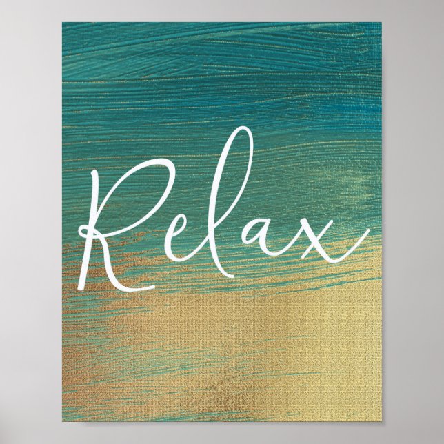 Relax Green Gold Scripture Bathroom wall poster (Front)