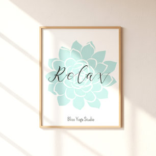 Relax Green White Yoga Quotes Zen Fitness Work Out Poster