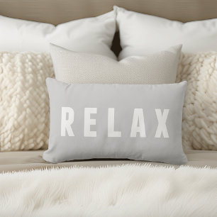 Relax Grey & White Modern Block Print Lumbar Cushion