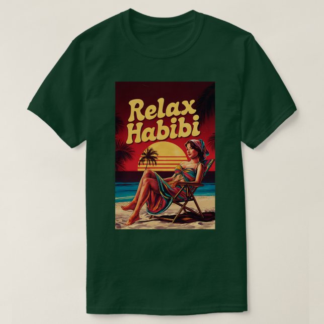 Relax Habibi Romantic Funny Arabic Roots Yoga Love T-Shirt (Design Front)