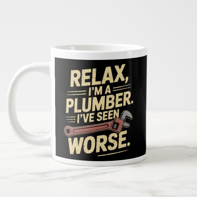 RElax I'm A Plumber - Plumber Funny  Large Coffee Mug (Left)