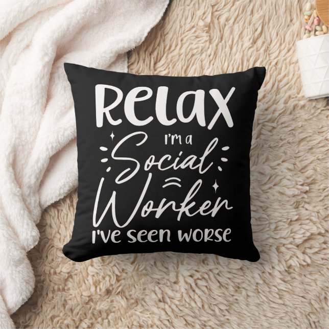 Relax I'm a Social Worker Funny Mum Retirement Dad Cushion (Blanket)