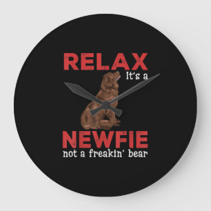 Relax its a newfie Cute newfoundland dog Large Clock