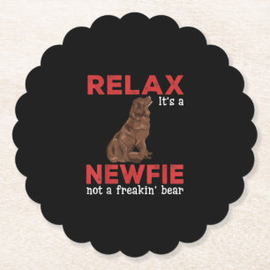 Relax its a newfie   Cute newfoundland dog Paper Coaster