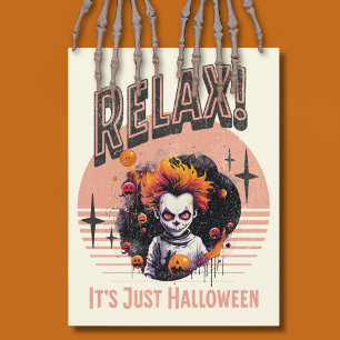 Relax Its Just Halloween Creepy Kid Clown Holiday Postcard