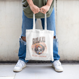 Relax Its Just Halloween Creepy Kid Clown Tote Bag