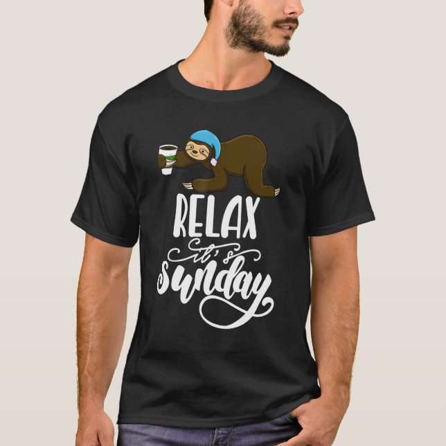Relax Its Sunday  Sleepy Head Lazy Sloth Love Wome T-Shirt (Front)