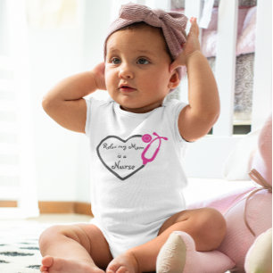 Relax My Mom Is A Nurse Heart Stethoscope Girl Baby Bodysuit